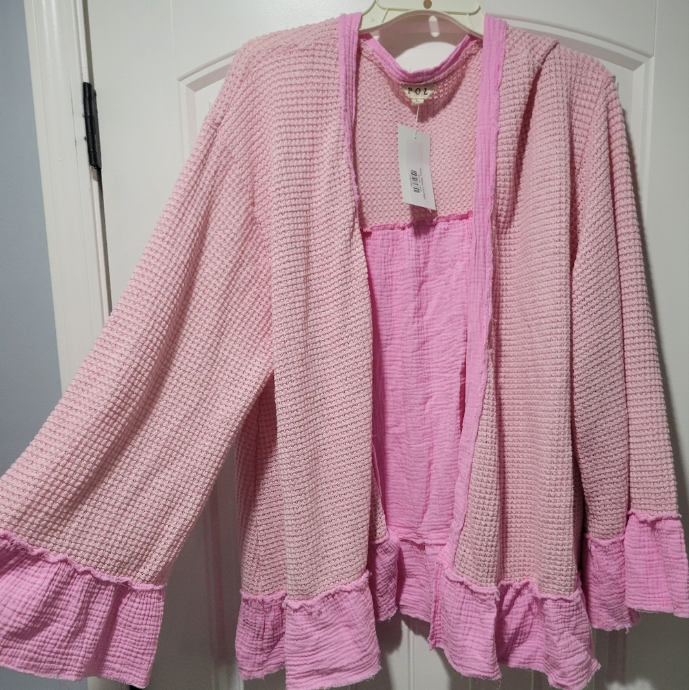 Cute Waffle Ruffled Cardigan
